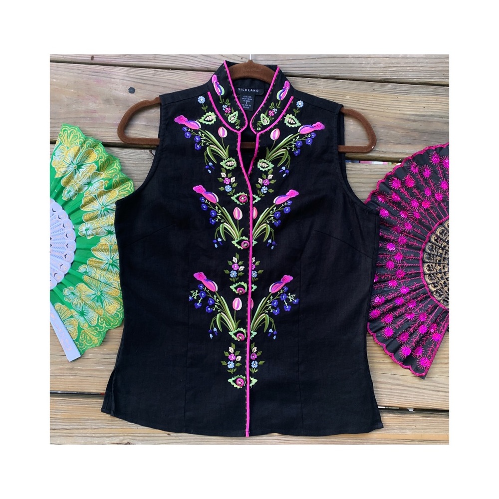 Vintage 90’s Silkland Asian Inspired Vest womens S